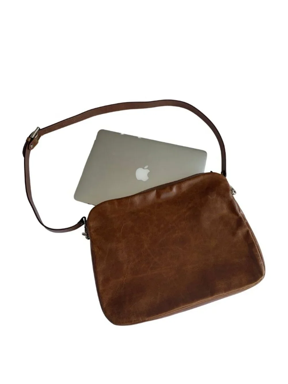 Men's/ Women's Italian Leather Slim Laptop Bag Brown Lebanese Designer